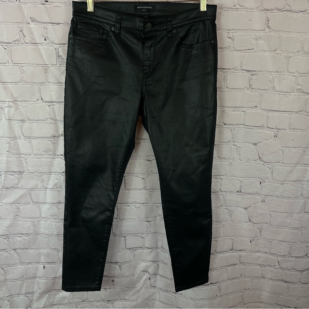 Banana Republic Black Skinny Fit coated denim Jeans petite 29 8P festival rock